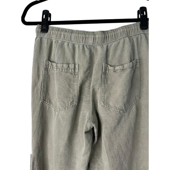 Nicole Miller Cargo Pants Womens Small Olive Green Linen Lyocell Utility Joggers - Picture 7 of 13